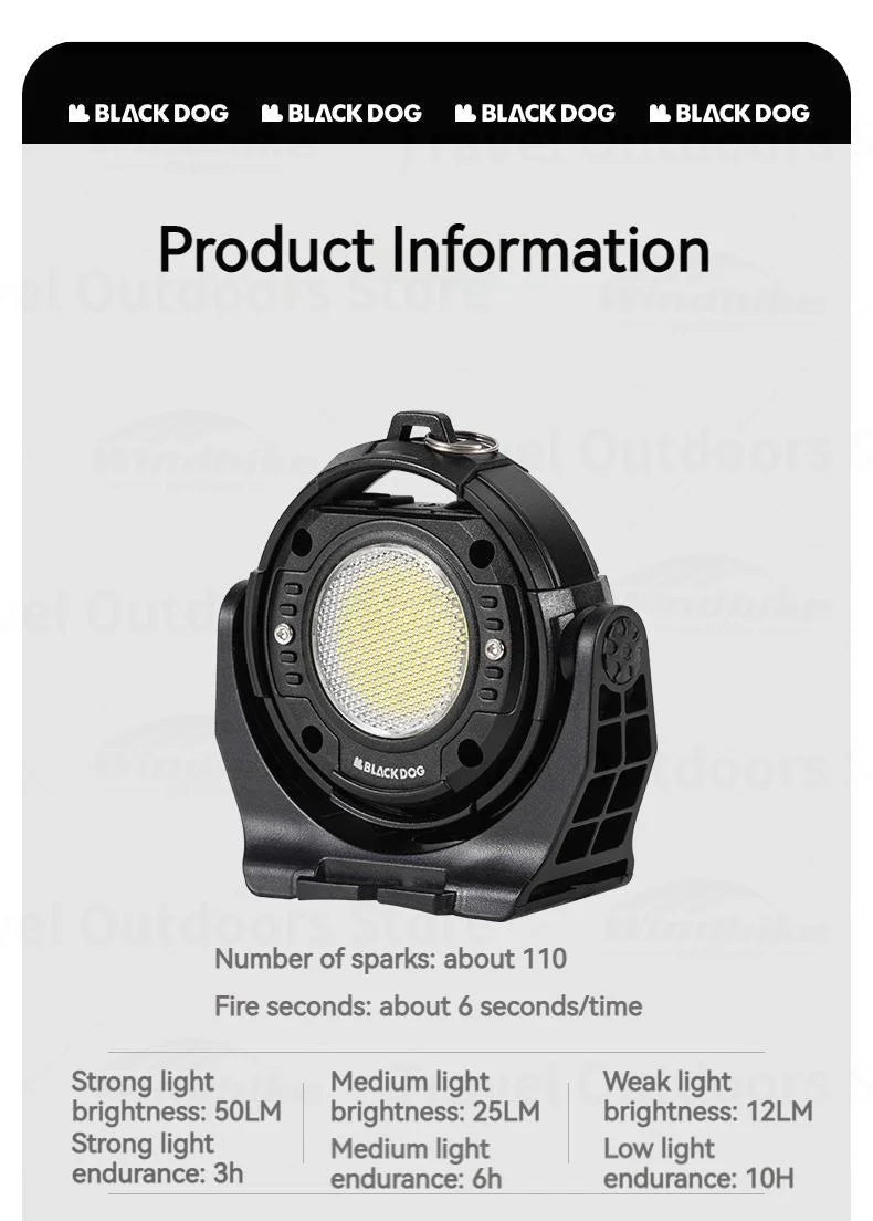 Naturehike Blackdog Camping Light Portable Type-C Rechargeable IPX3 Waterproof Life Emergency Light