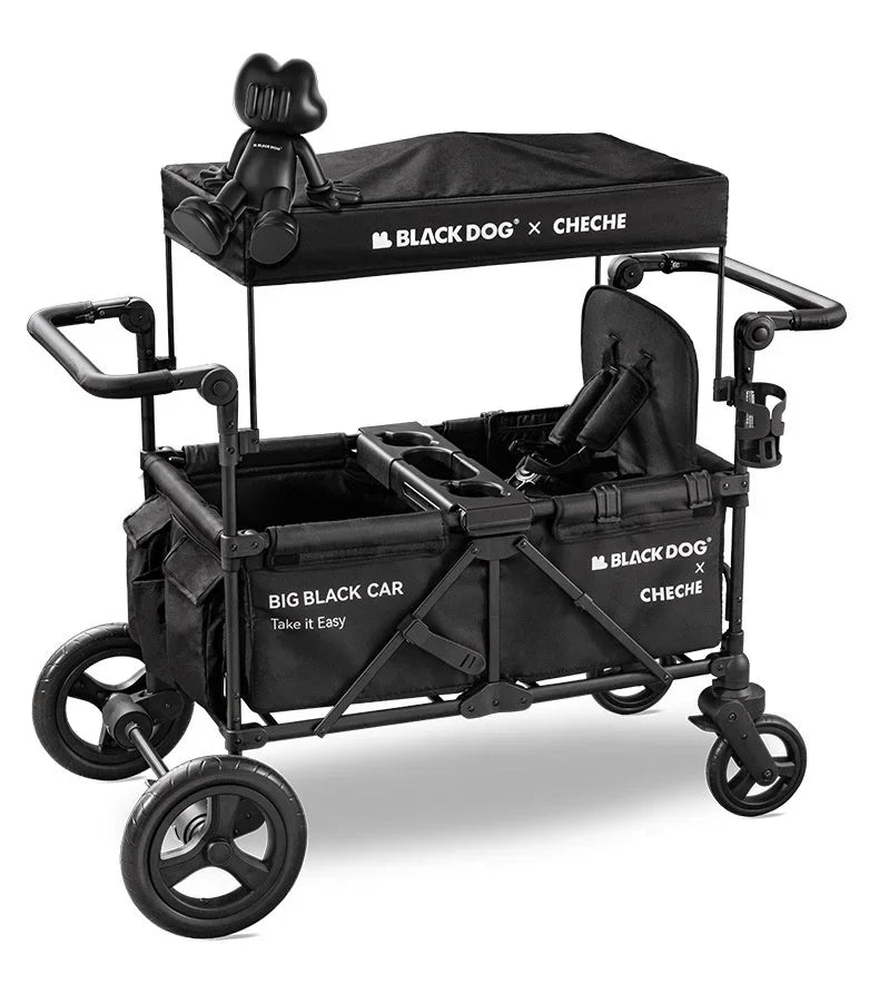 Black Dog Camping Wagon Folding Beach Trailer Collapsible Trolley