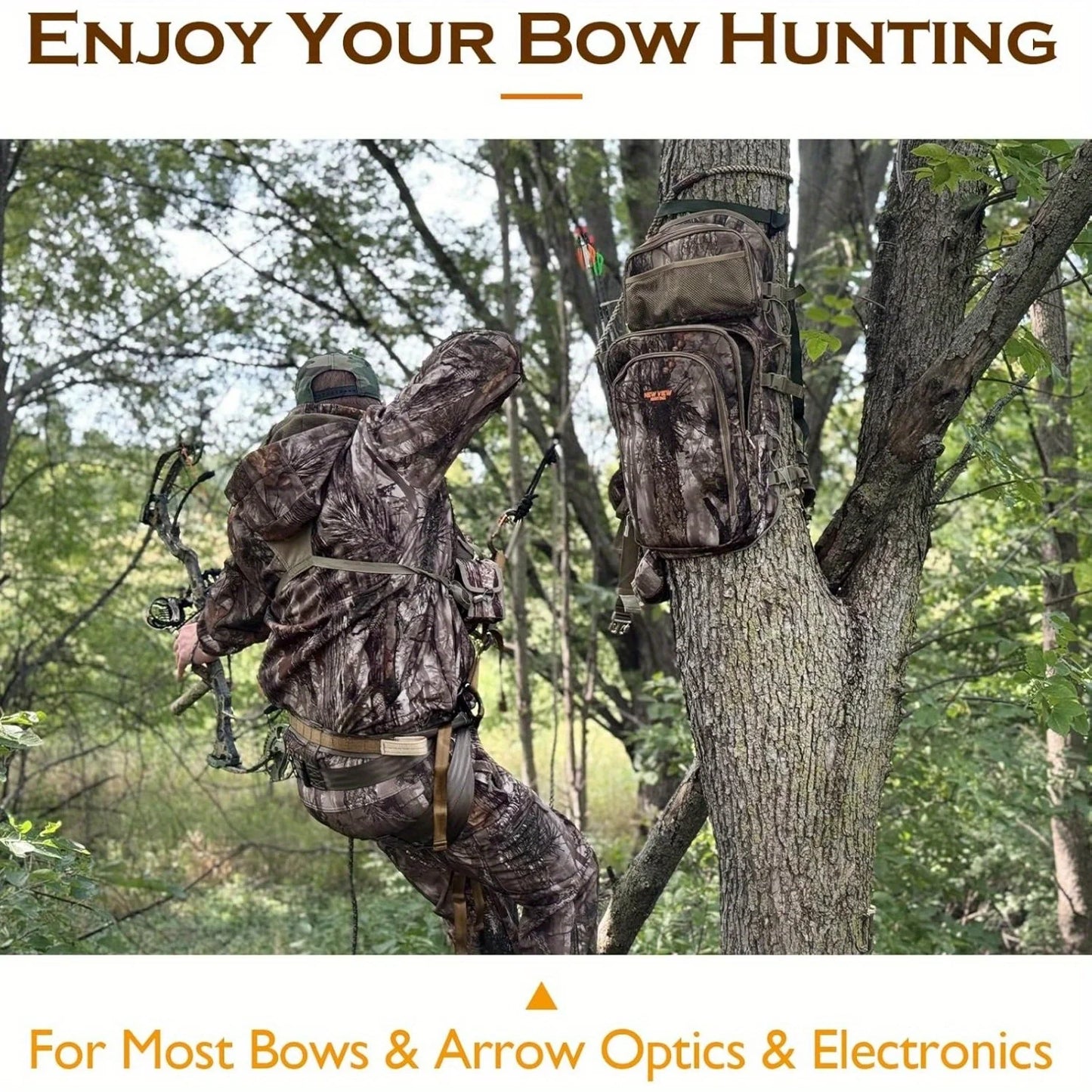 NEW VIEW Camo Bow Hunting Backpack for Men and Women, Saddle Hunting Back Pack with Bow Holder, Elk and Deer Hunting Bag
