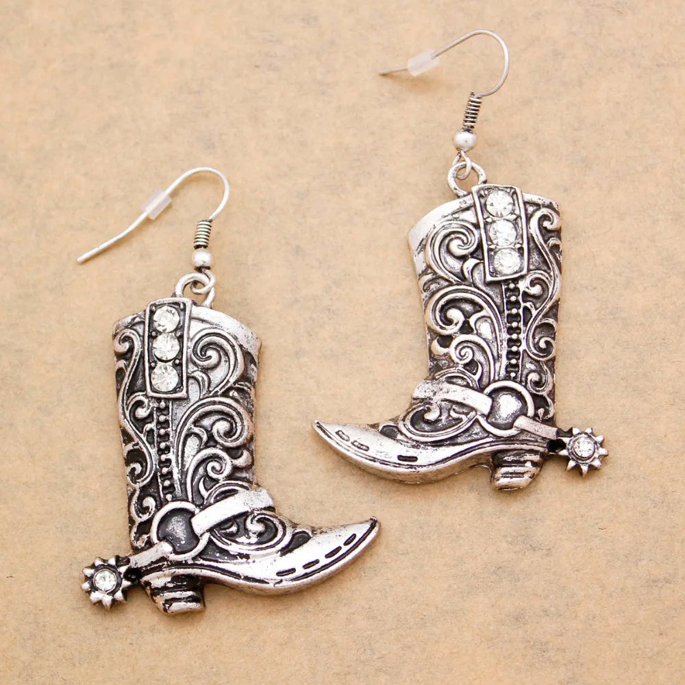 Western Cowgirl Boots Stainless Steel Hook Earrings