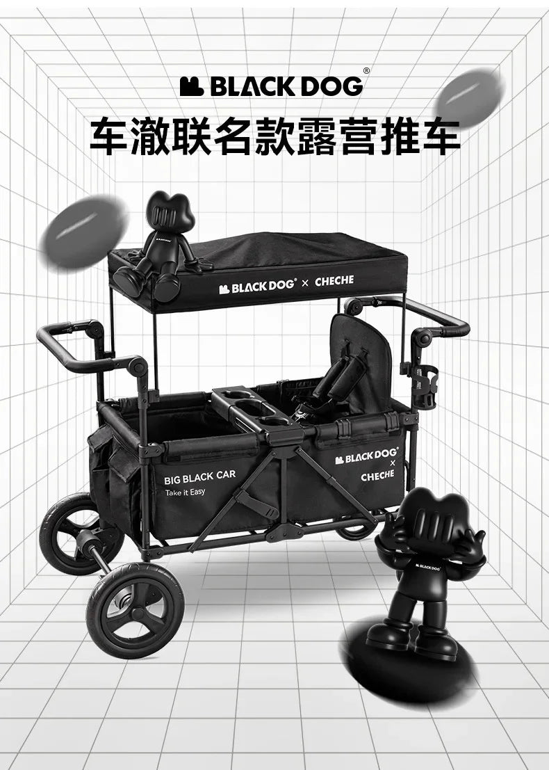 Black Dog Camping Wagon Folding Beach Trailer Collapsible Trolley