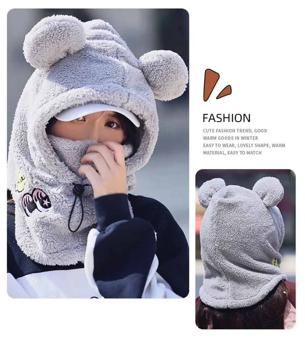 Animal Ear Ski Helmet Cover Bear Cat Ear Skiing Warmer Comfortable Soft Fleece Winter Warm Skiing Head Warmer Ski Accessories