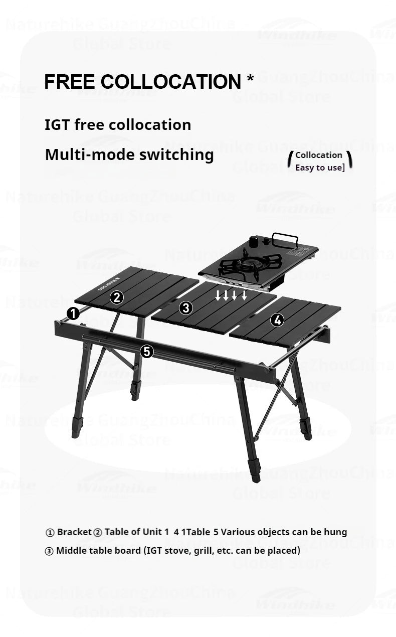 Naturehike Blackdog  Folding Aluminum Adjustable BBQ Table Lightweight Portable Outdoor