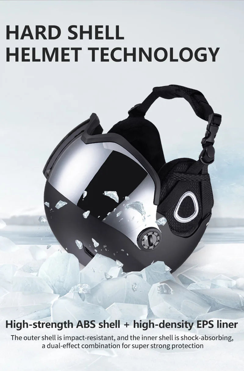 Horntour 2024 Skiing Helmet with Goggles Warm Helmet ABC+EPS High-Quality Ski Helmet Outdoor Sports Ski  Skateboard Helmet
