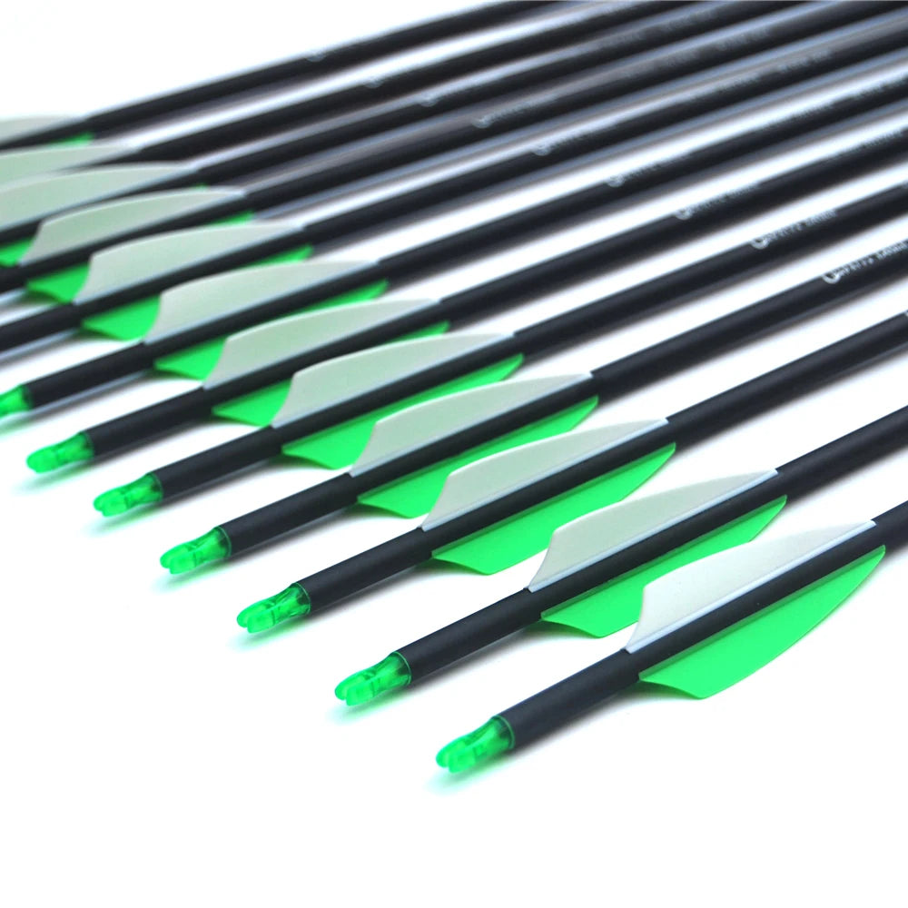 Archery Hunting Mixed Carbon Arrows 28/30/31inch Spine 500 Replaceable ArrowHead Bolts for Compound/Recurve Bow Hunting