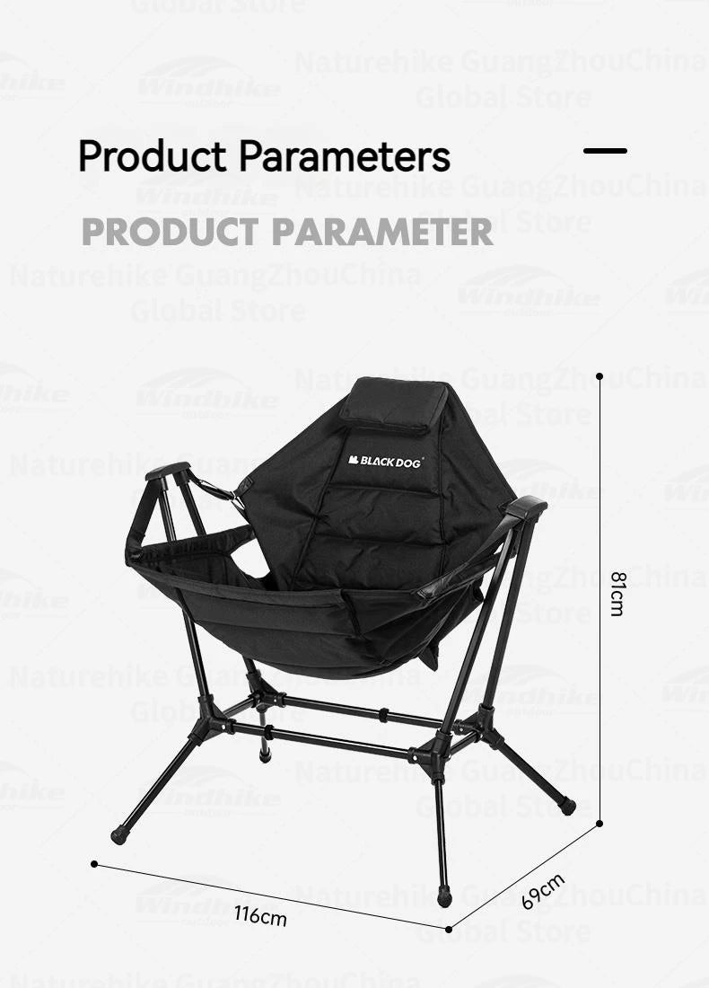 Naturehike BLACKDOG Rocking Chair Folding Portable Detachable Adjustable Outdoor Camping Travel Recliner Aluminum