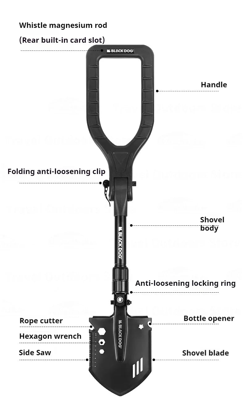 Naturehike BLACKDOG Outdoor Multi-function Manganese Steel Thickened Car-mounted Camping Shovel