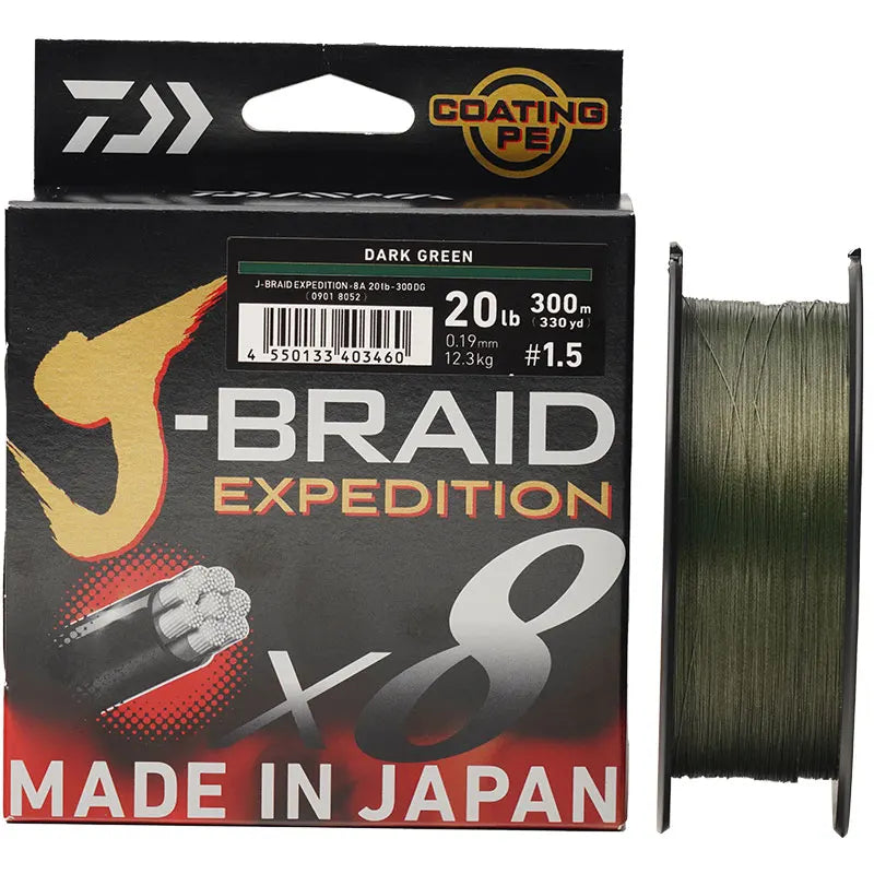 2024 DAIWA  J-BRAID Expedition X8 Fishing Line 150/300M Braided PE