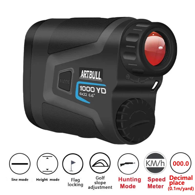 ARTBULL  Laser Rangefinder 1000M 650M Telescope with Flag-Lock Slope Pin Distance Meter for Hunting Monocular