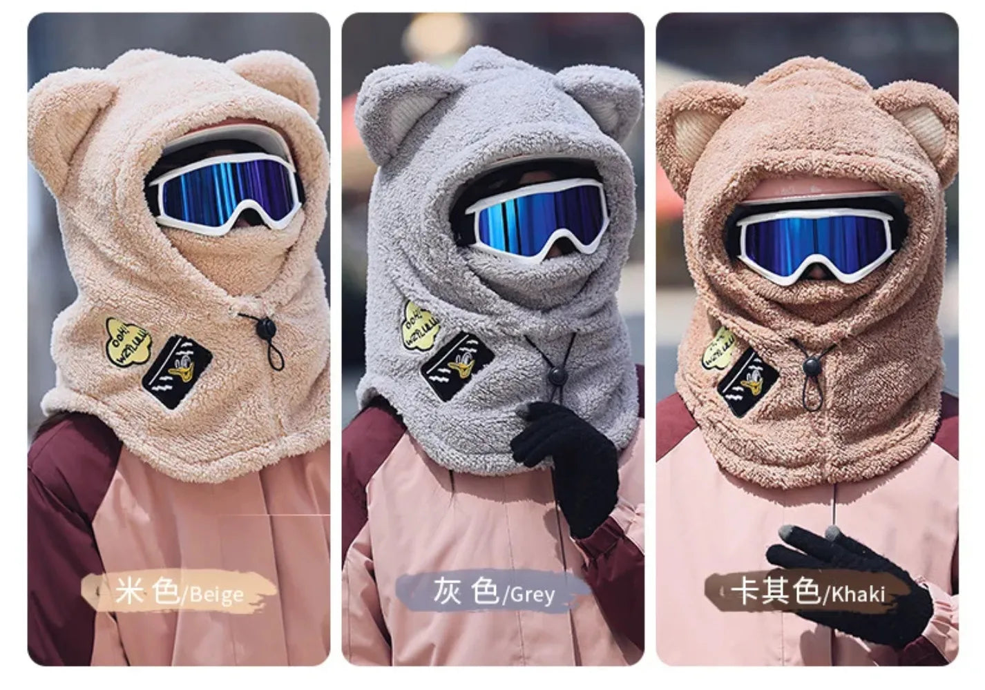 Animal Ear Ski Helmet Cover Bear Cat Ear Skiing Warmer Comfortable Soft Fleece Winter Warm Skiing Head Warmer Ski Accessories