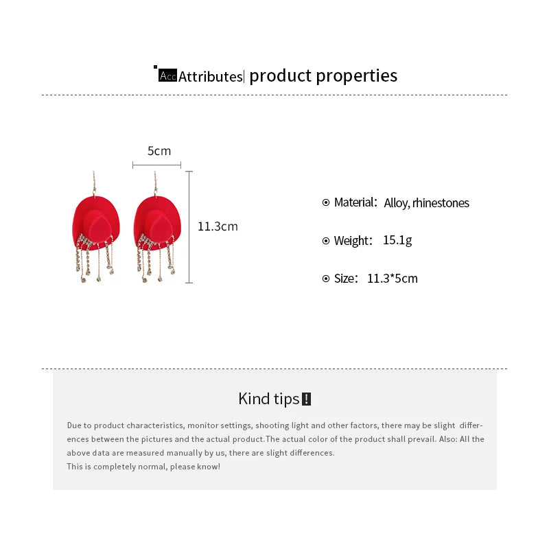 Cowboy Hat Earrings Western Style