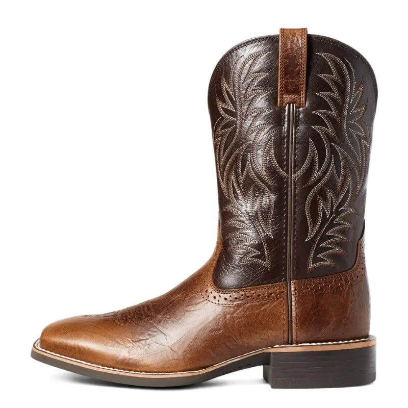 Men's High Roller Cowboy Boots Square Toe Pull Ons