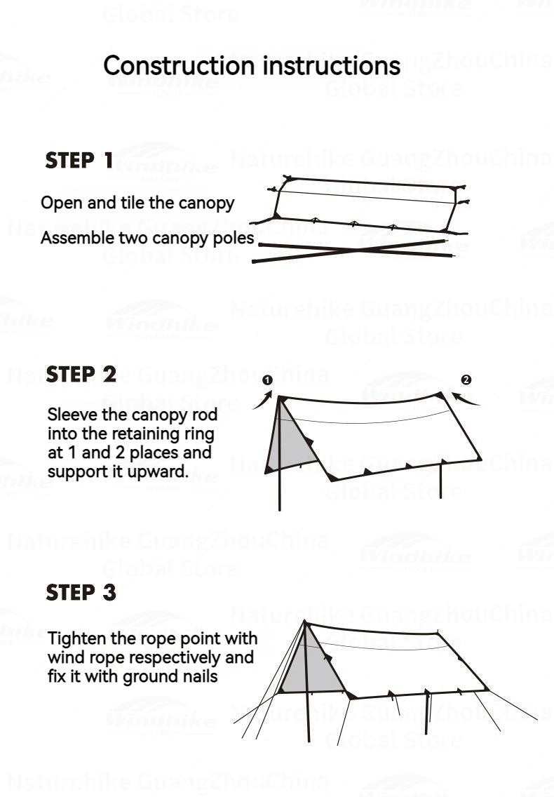 Naturehike BLACKDOG Sunscreen Canopy Black Coating Tarp Rainproof Ultralight