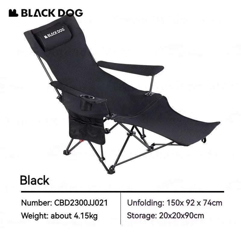 Naturehike BLACKDOG Folding Chair Recliner 4-Speed Adjustable Outdoor Camping Picnic Lounger Removable Footrest with Pillow