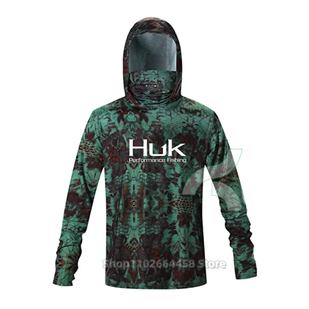 HUK Fishing Shirts UPF 50+ Face Mask Long Sleeve Jerseys