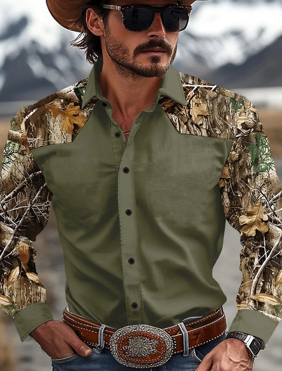 Men's Camouflage Western Dress/Work Shirts