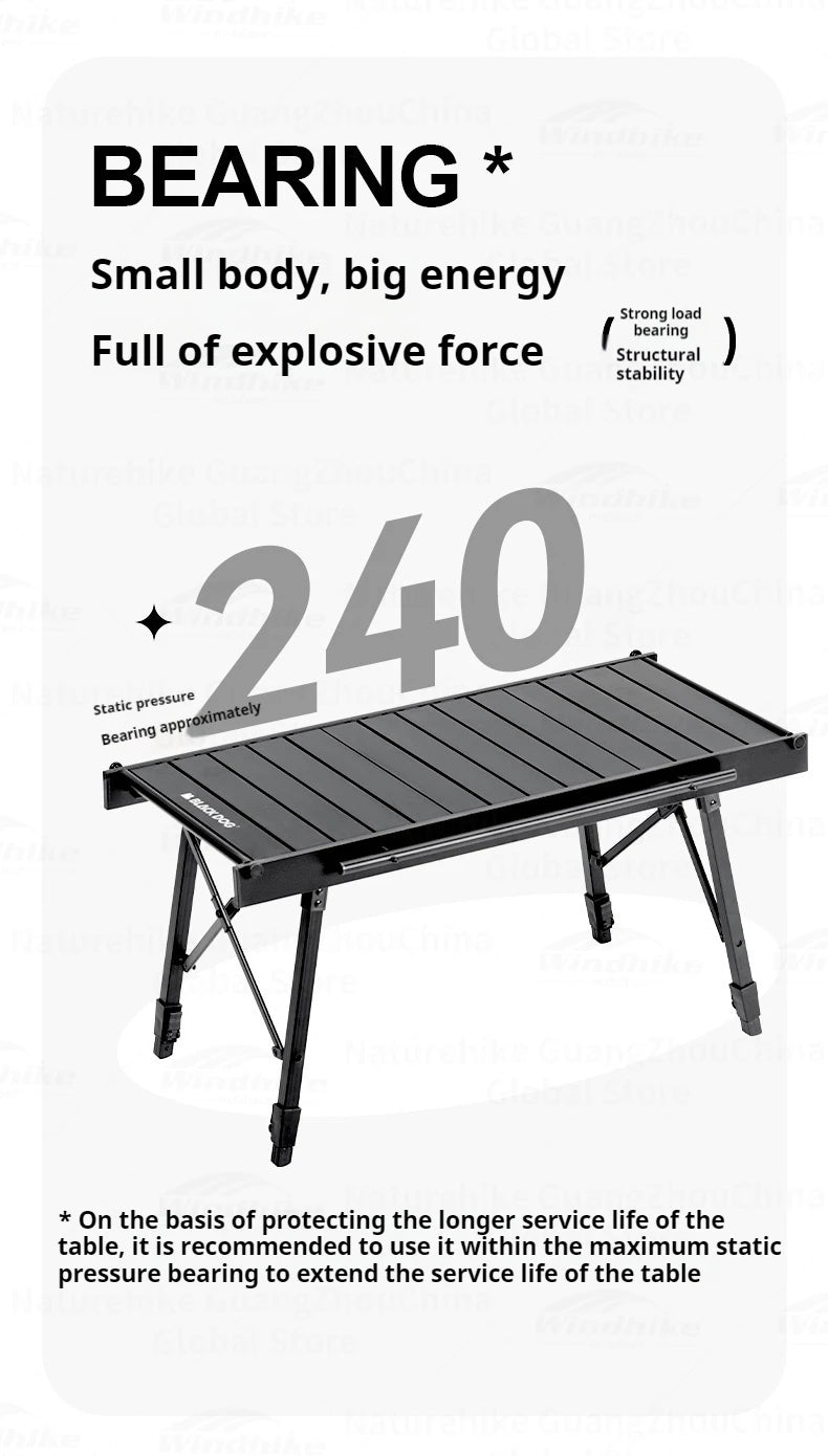 Naturehike Blackdog  Folding Aluminum Adjustable BBQ Table Lightweight Portable Outdoor