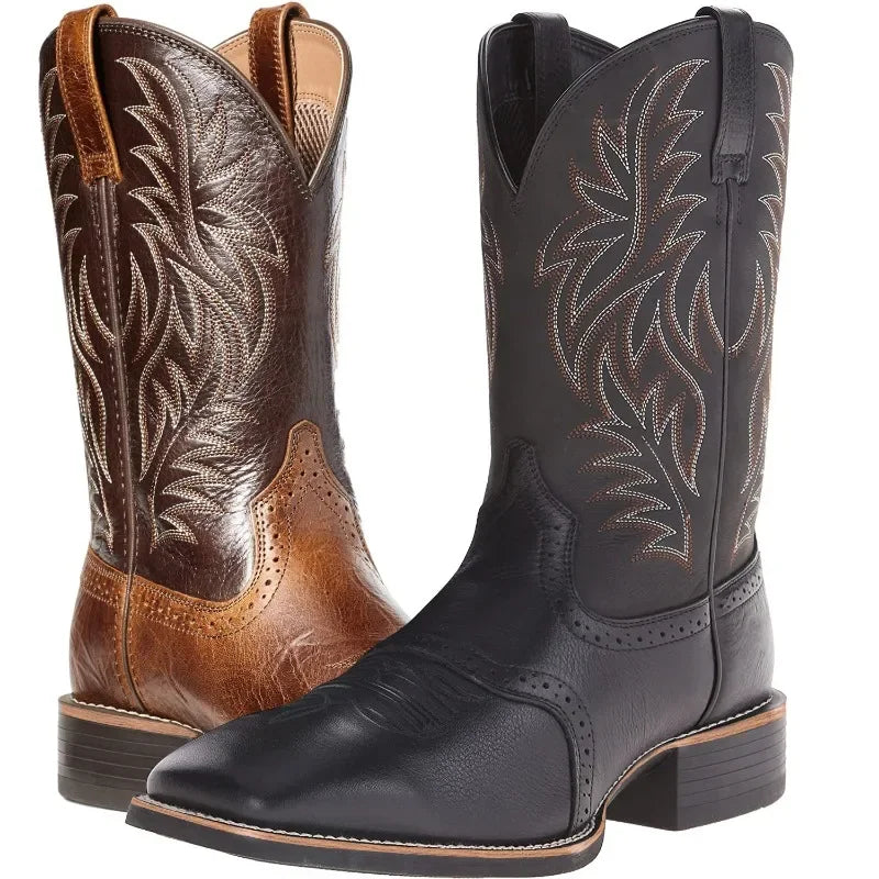 Men's High Roller Cowboy Boots Square Toe Pull Ons