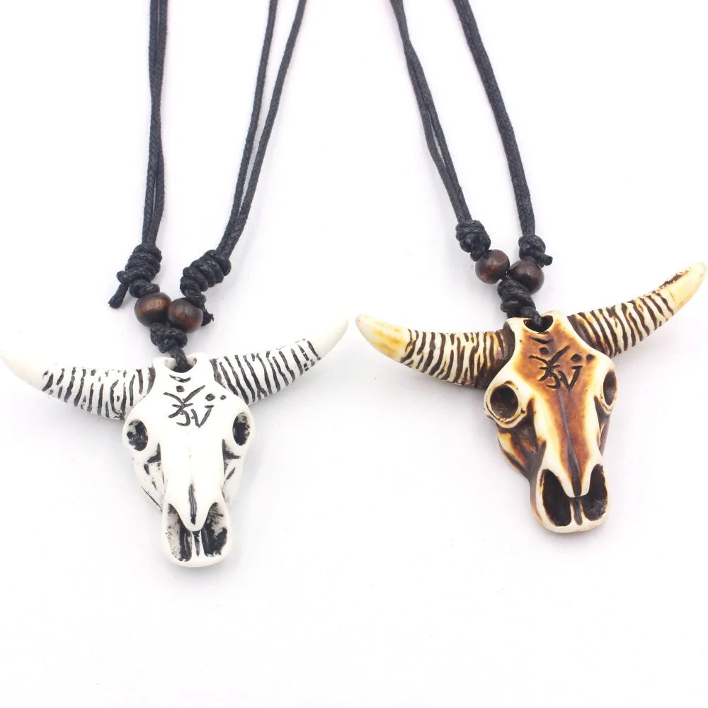 Men's Necklace Cow Skull Pendant