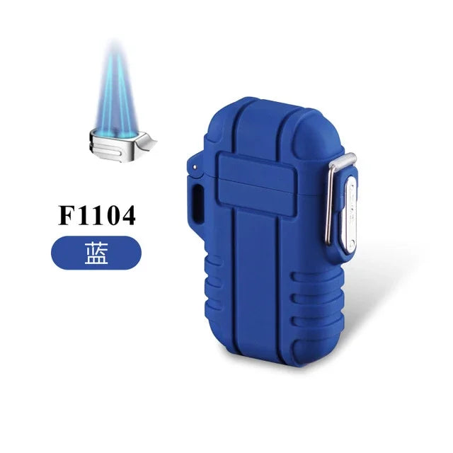 Outdoor Waterproof Lighter with Lanyard Portable Blue Flame Jet Lighter Butane