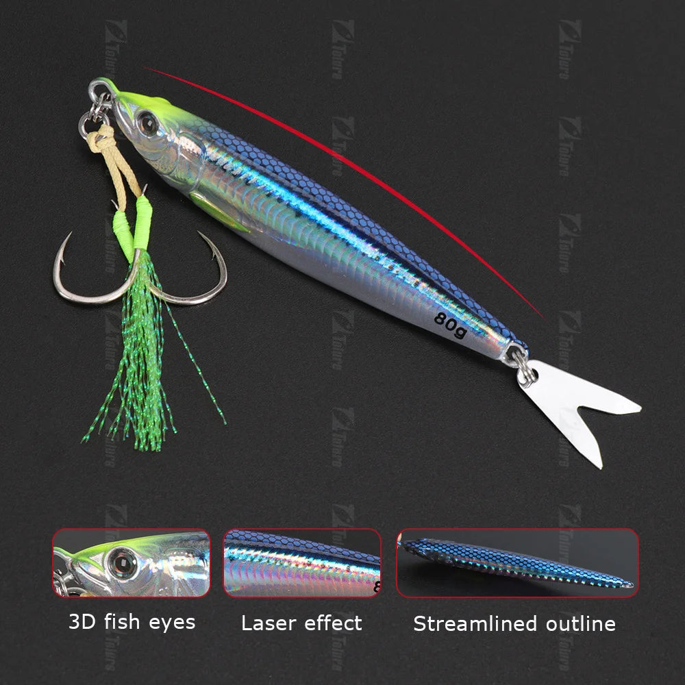 TOLU  Metal Jig Lure 20g 30g 40g 60g 80g