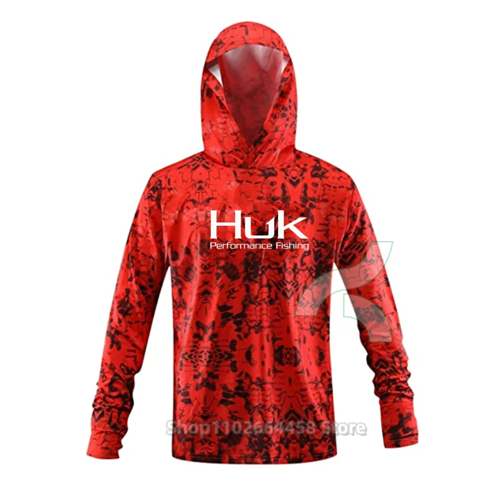 HUK Fishing Shirts UPF 50+ Face Mask Long Sleeve Jerseys