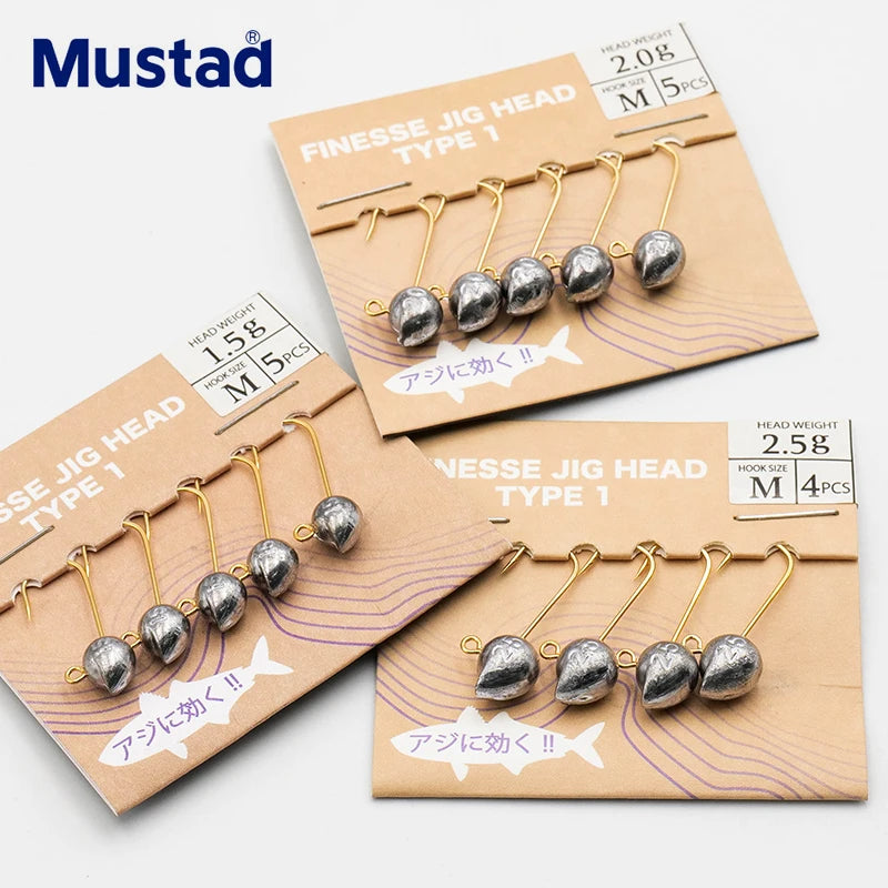 Mustad Finesse Jig Head Hooks 0.8g 1.0g 1.5g 2.0g 2.5g 3.0g