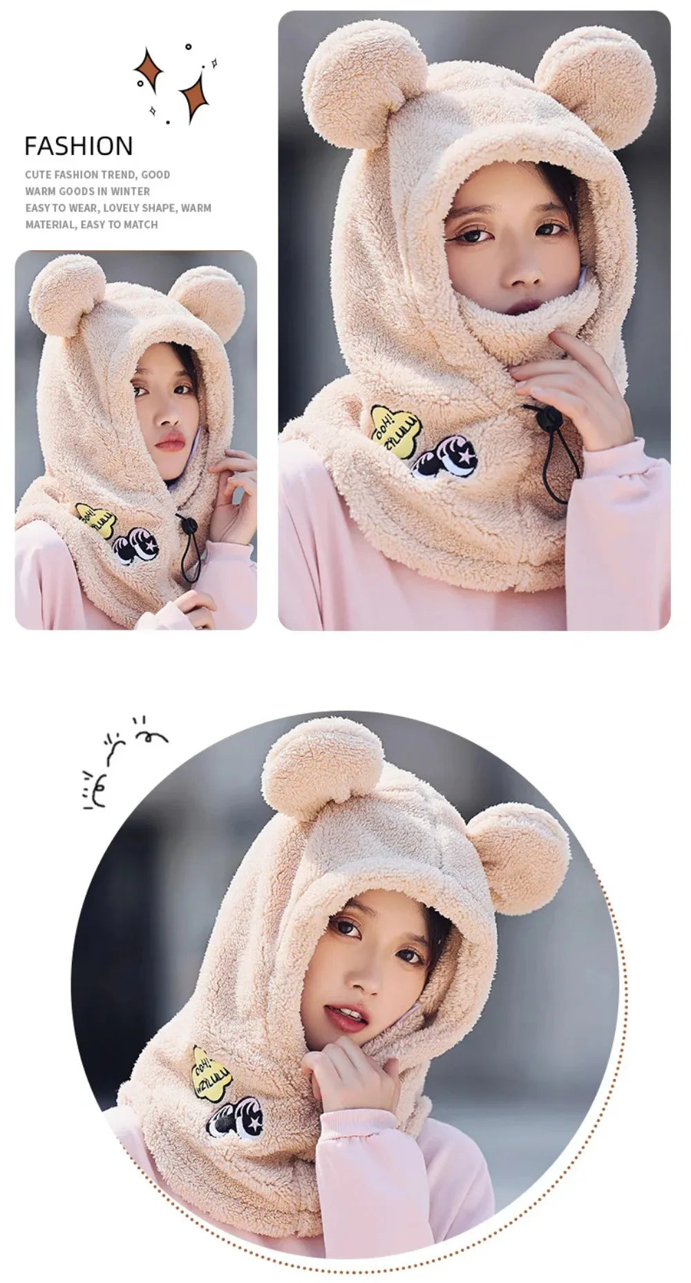 Animal Ear Ski Helmet Cover Bear Cat Ear Skiing Warmer Comfortable Soft Fleece Winter Warm Skiing Head Warmer Ski Accessories