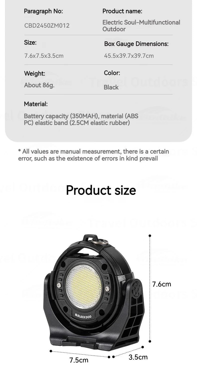 Naturehike Blackdog Camping Light Portable Type-C Rechargeable IPX3 Waterproof Life Emergency Light