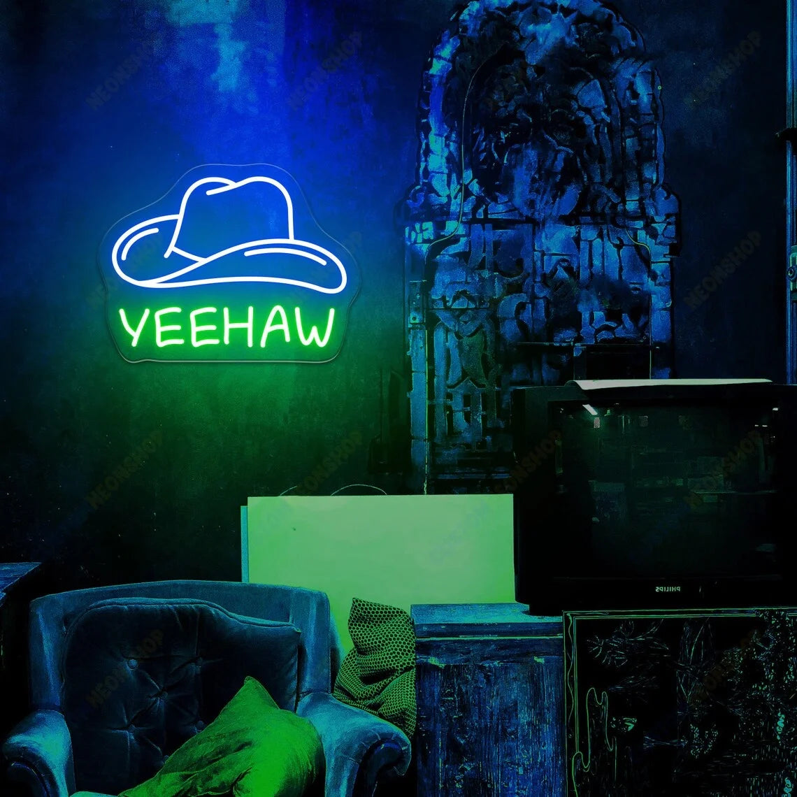 Yee Haw Cowboy Hat Neon Sign