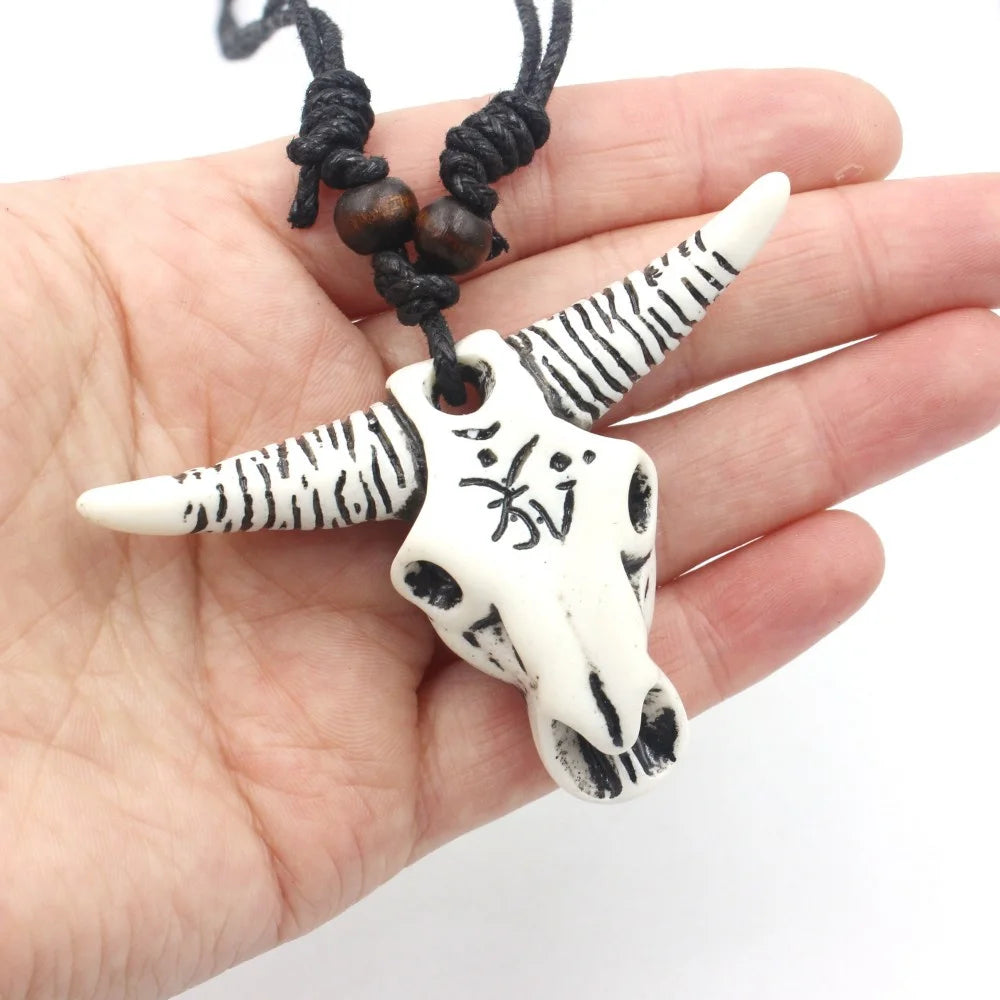 Men's Necklace Cow Skull Pendant