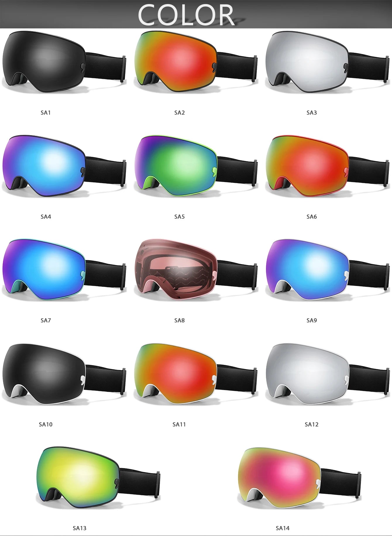 Men Women Outdoor Sports Ski goggles Anti-fog Snowboarding Snowmobile Glasses UV400 Charngeable Lens Teen Charistmas Cycling