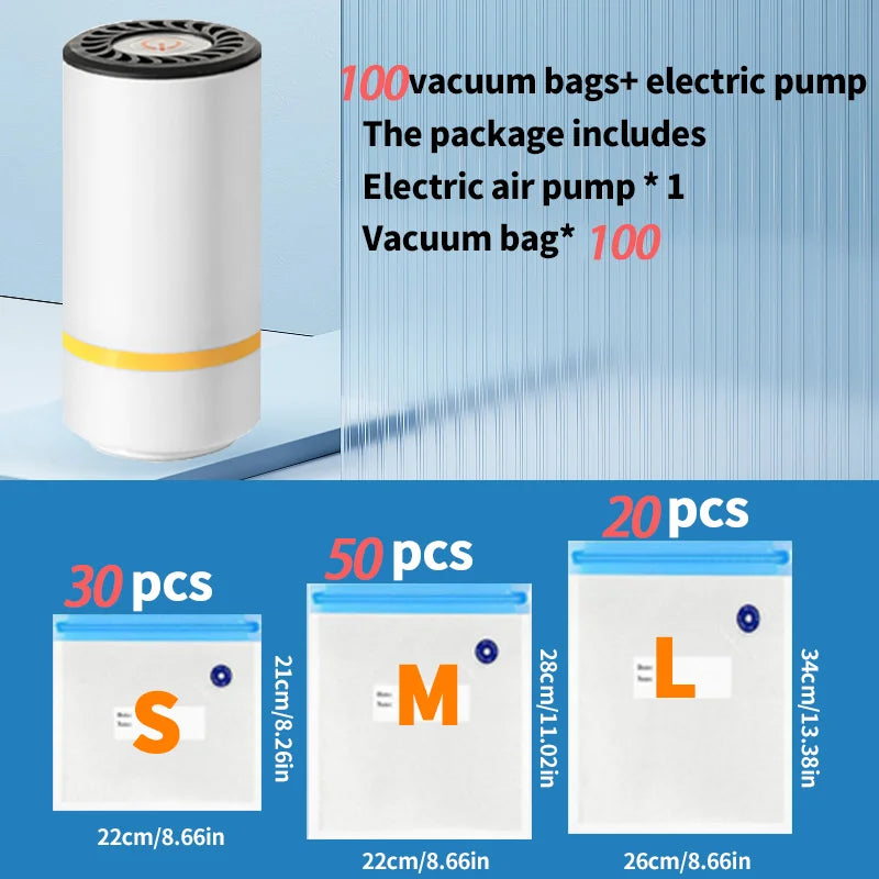 Easy One-Hand Automatic Operation Handheld Vacuum Sealer  Portable vacuum sealer Avoid cross contamination of food +100 pcs