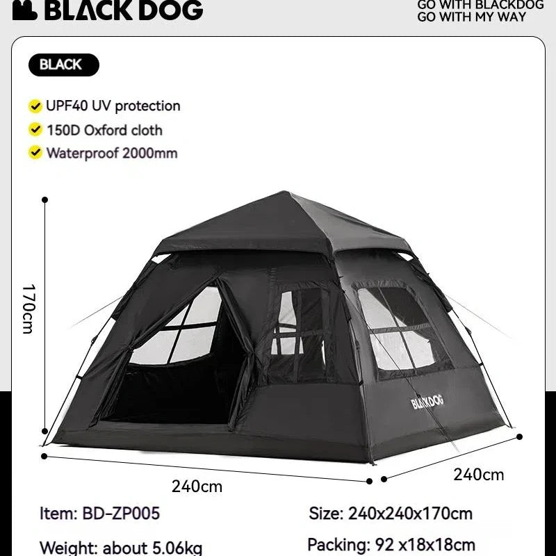 Blackdog Outdoor Vinyl Quick Open Tent 3-4 Person Tent