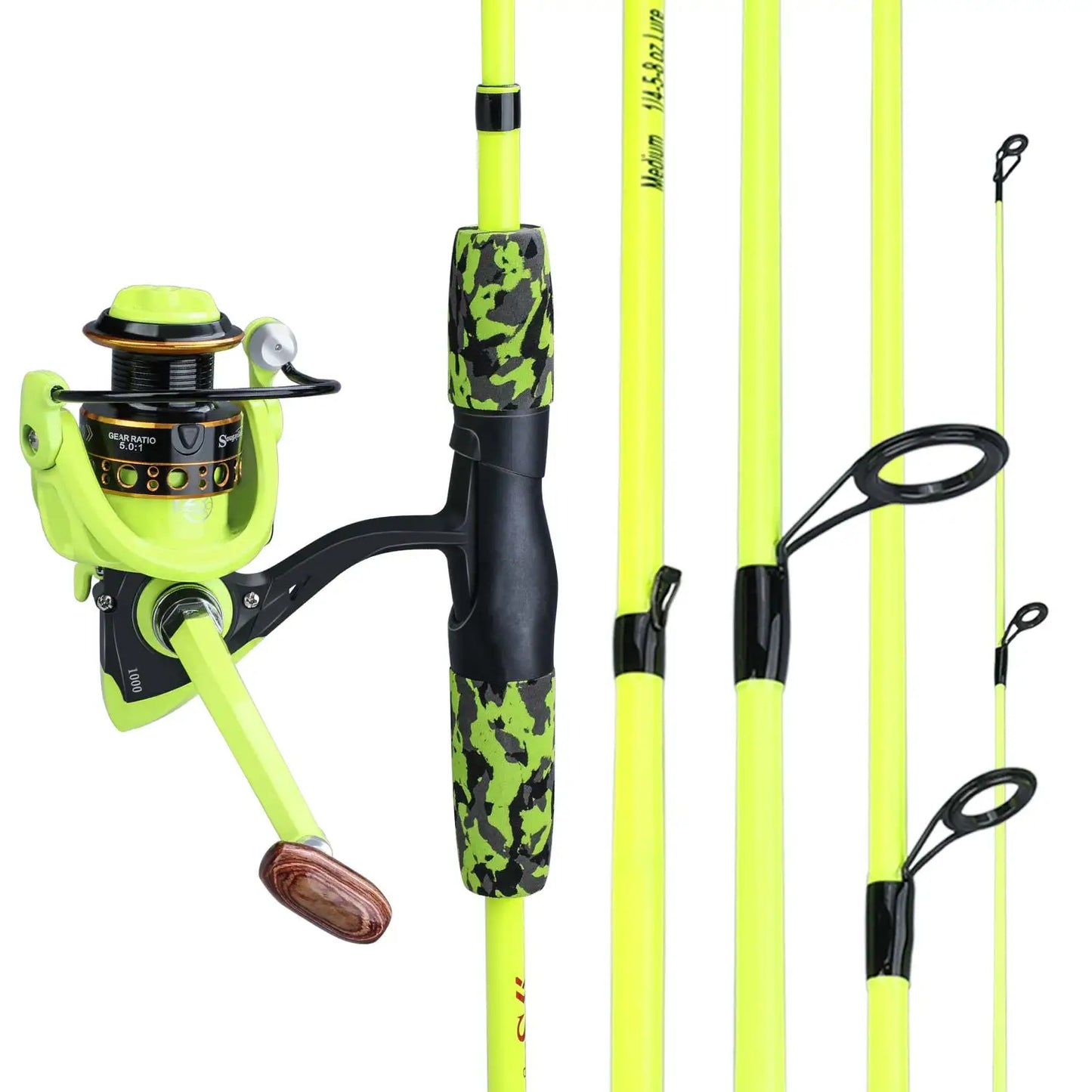 Sougayilang Portable 5 Sections Fishing Rod Combo Fishing Rod and 1000 -3000 Series Spinning Reel Set