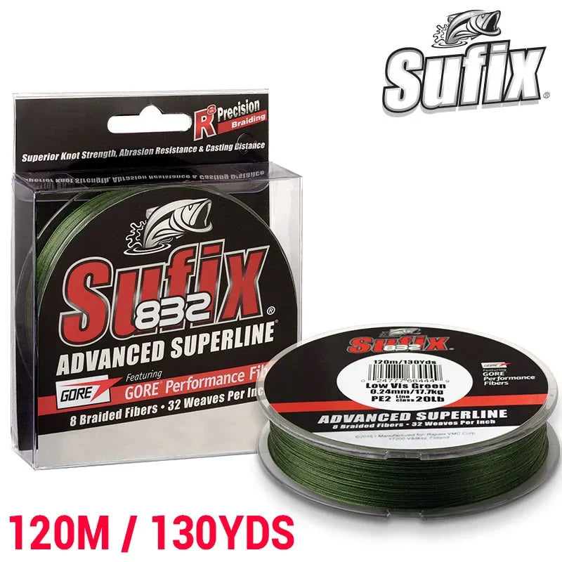 Sufix 832 Braided 8X braid Fishing Line 120M/250M