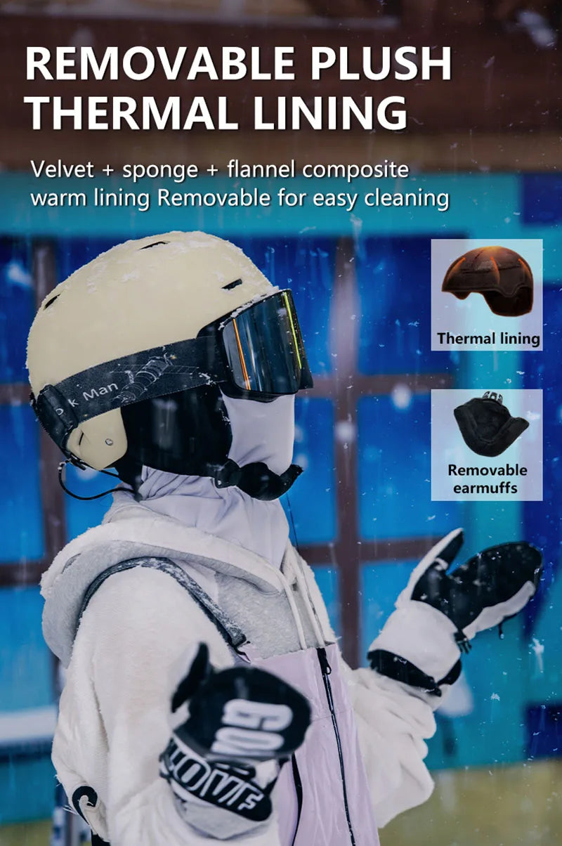 Horntour 2024 Skiing Helmet with Goggles Warm Helmet ABC+EPS High-Quality Ski Helmet Outdoor Sports Ski  Skateboard Helmet