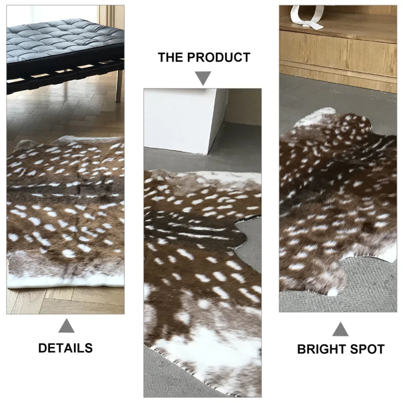 110X90CM Deer Rug Sika Deer Hide Carpet Printed Rug Cow Hides and Skins Rug Cowhide Rug Skin Area Rug Deer Rug for Home