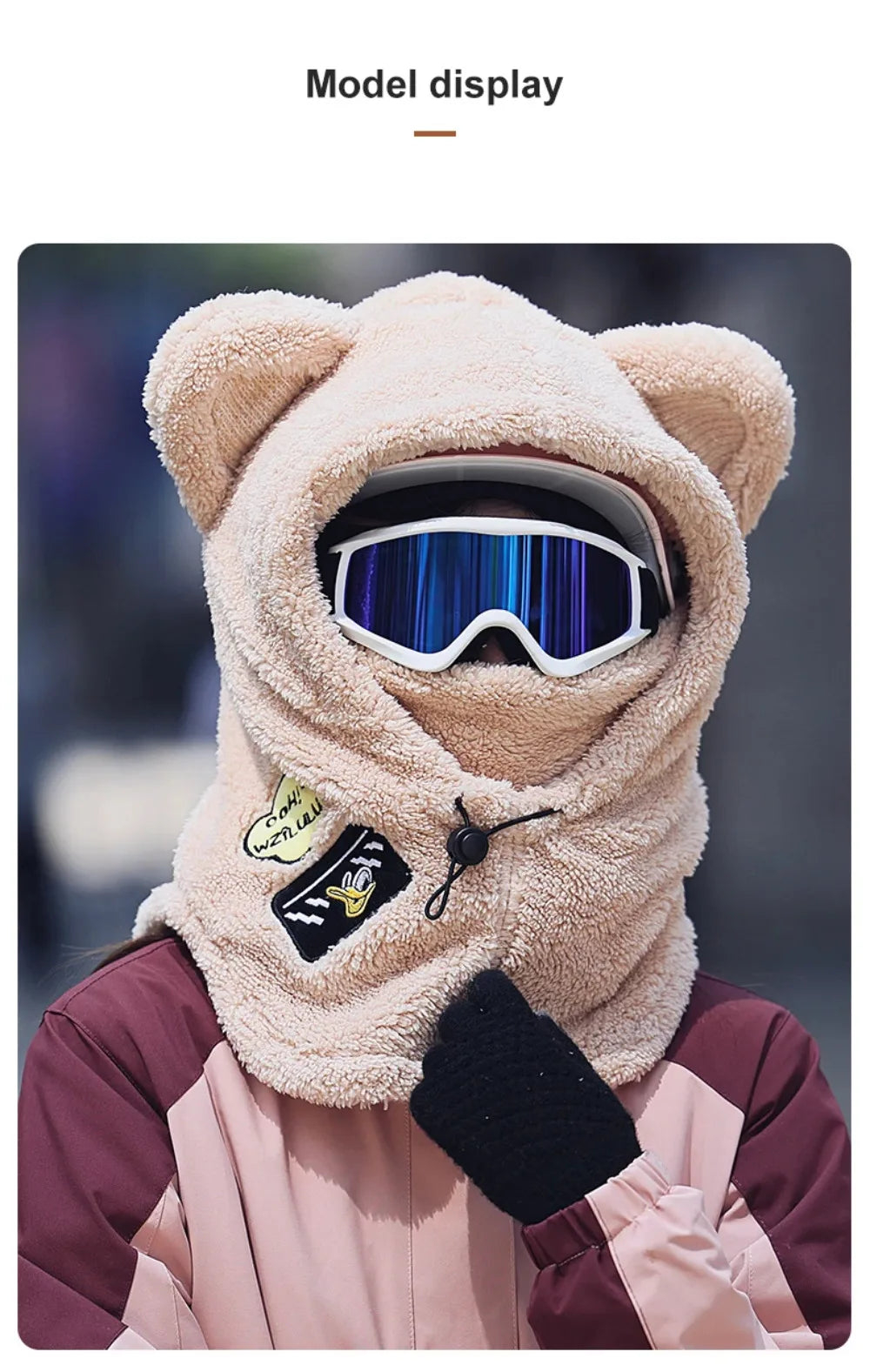 Animal Ear Ski Helmet Cover Bear Cat Ear Skiing Warmer Comfortable Soft Fleece Winter Warm Skiing Head Warmer Ski Accessories