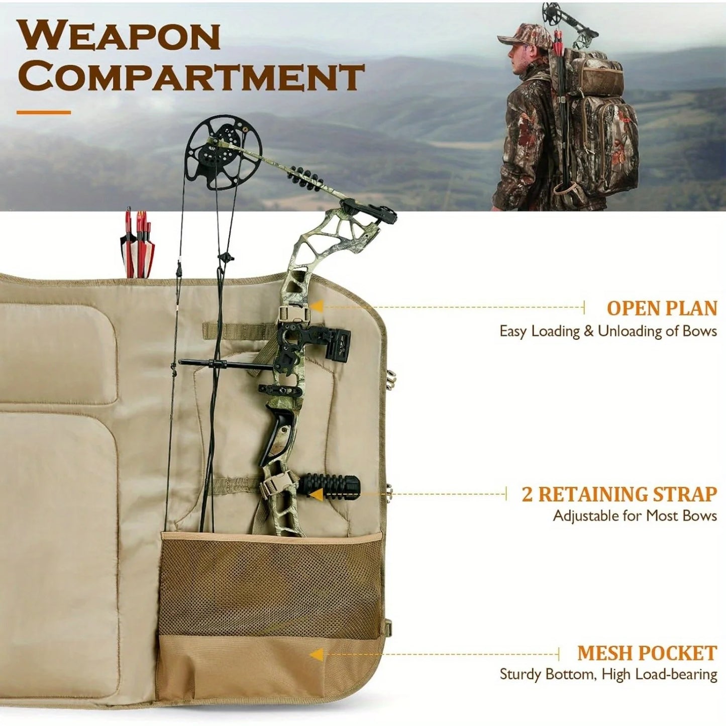 NEW VIEW Camo Bow Hunting Backpack for Men and Women, Saddle Hunting Back Pack with Bow Holder, Elk and Deer Hunting Bag