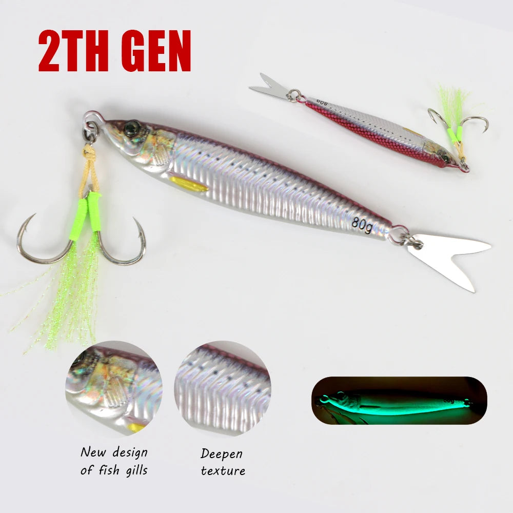 TOLU  Metal Jig Lure 20g 30g 40g 60g 80g