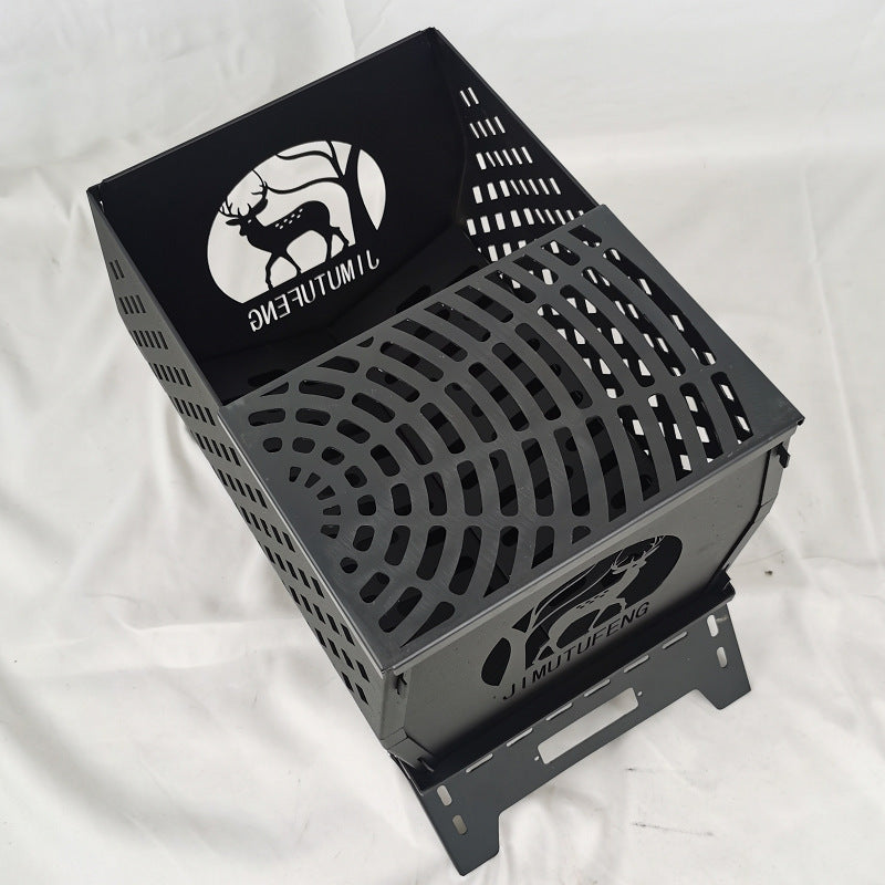 Burning Fire Table Black Plastic Spraying Movable Cold Rolled Plate Carbon Steel Deer Head Folding Stove Warm Pot Burning Pot