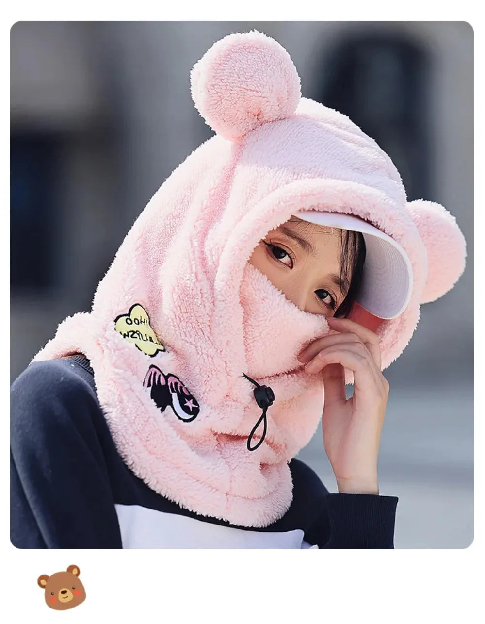 Animal Ear Ski Helmet Cover Bear Cat Ear Skiing Warmer Comfortable Soft Fleece Winter Warm Skiing Head Warmer Ski Accessories