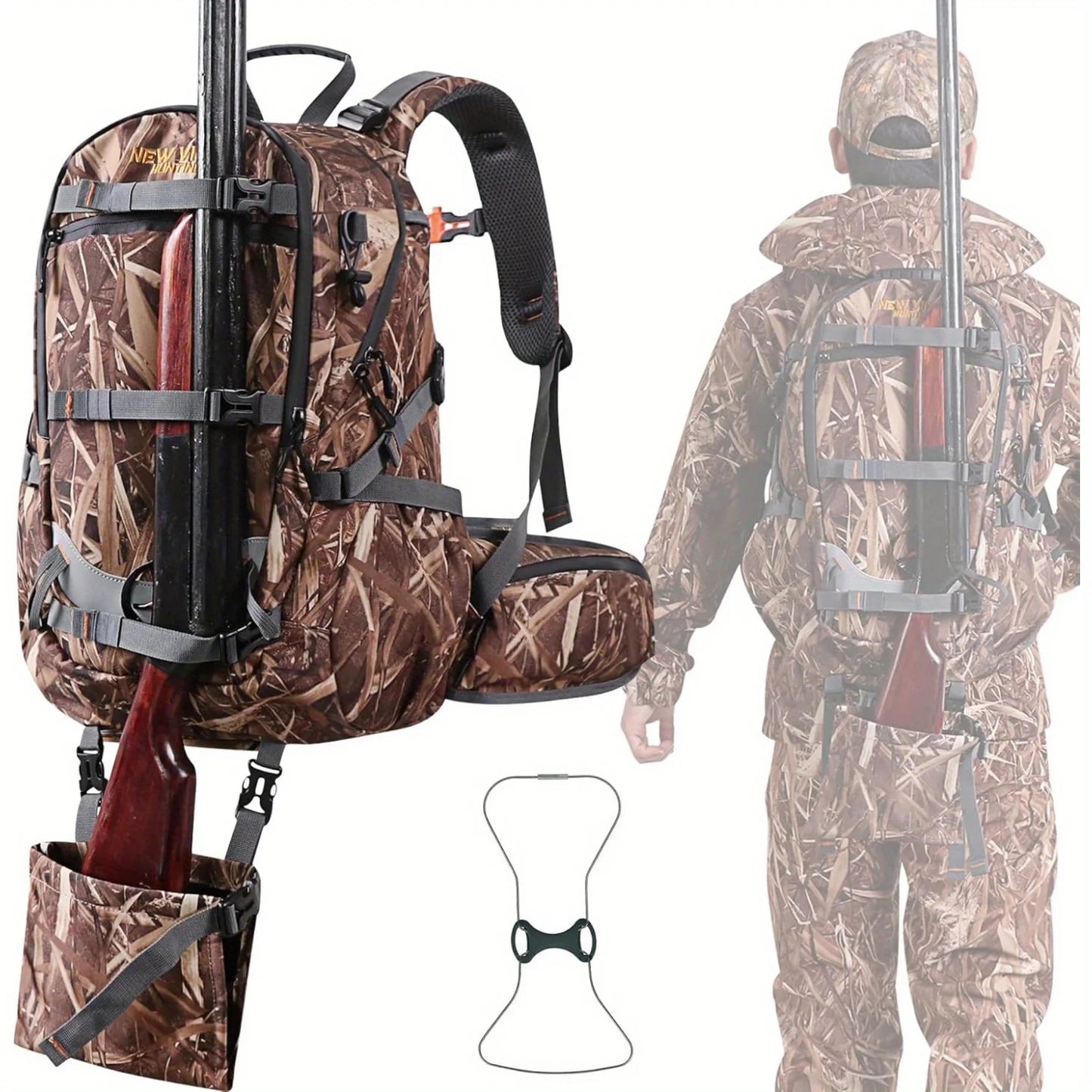 NEW VIEW 35L Hunting Backpacks for Men, Camo Hunting Backpack with Bow & Rifle Holder, Saddle Hunting Backpack for Deer, Elk