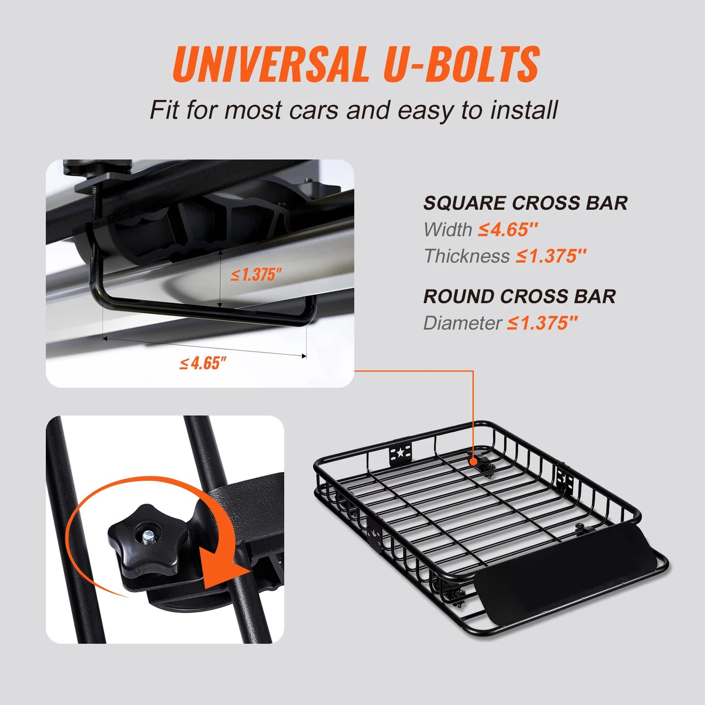 SucceBuy Roof Rack Cargo Basket 46"x36"x4.5"/51"x36"x5" Rooftop Cargo Carrier Heavy-Duty 200 LBS Capacity for SUV Truck Vehicle