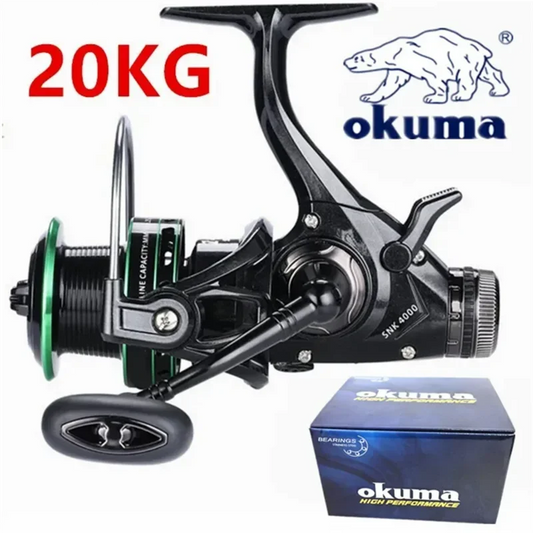 OKUMA Dual Brake Fishing Reel 20Max Drag Speed Ratio 5.2:1/14+1BB All Metal Wire Cup Spinning Wheel 3000-6000