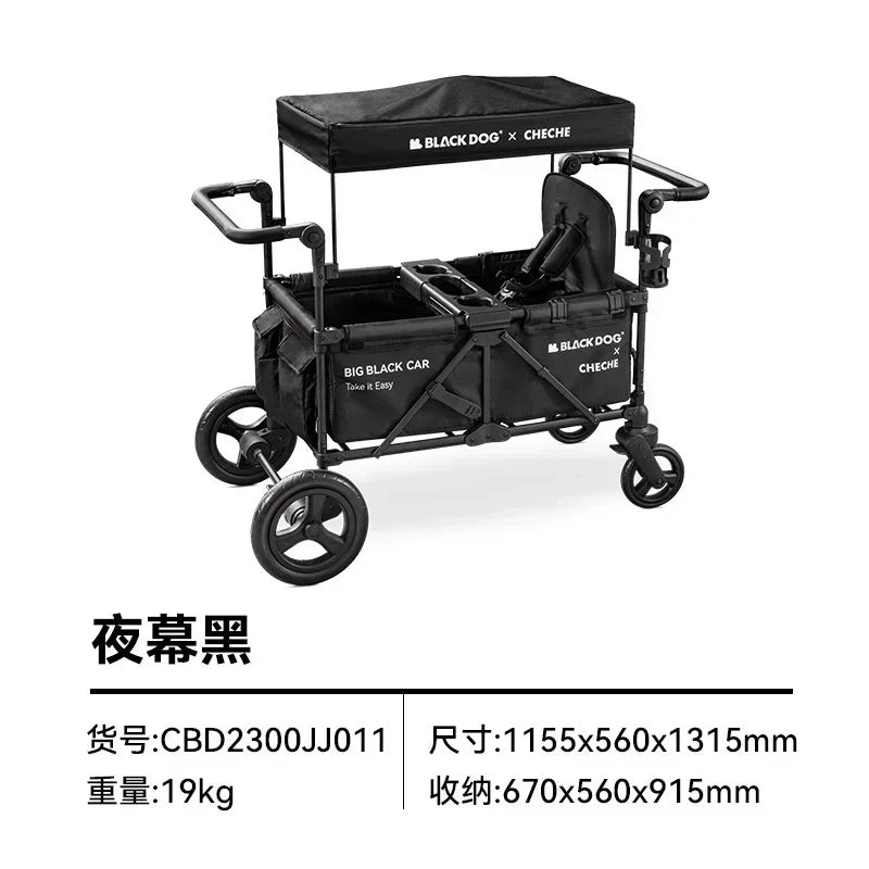 Black Dog Camping Wagon Folding Beach Trailer Collapsible Trolley