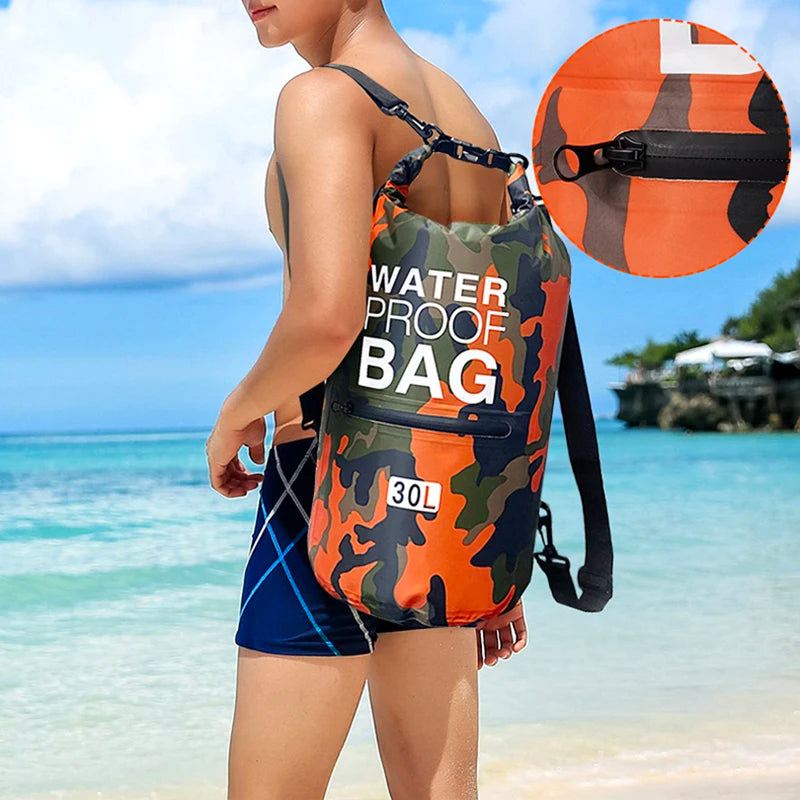 30L 15L Waterproof Dry Bags With Wet Separation Pocket Backpack For Kayaking Boating Swimming Outdoor Sports Bag XAZ9