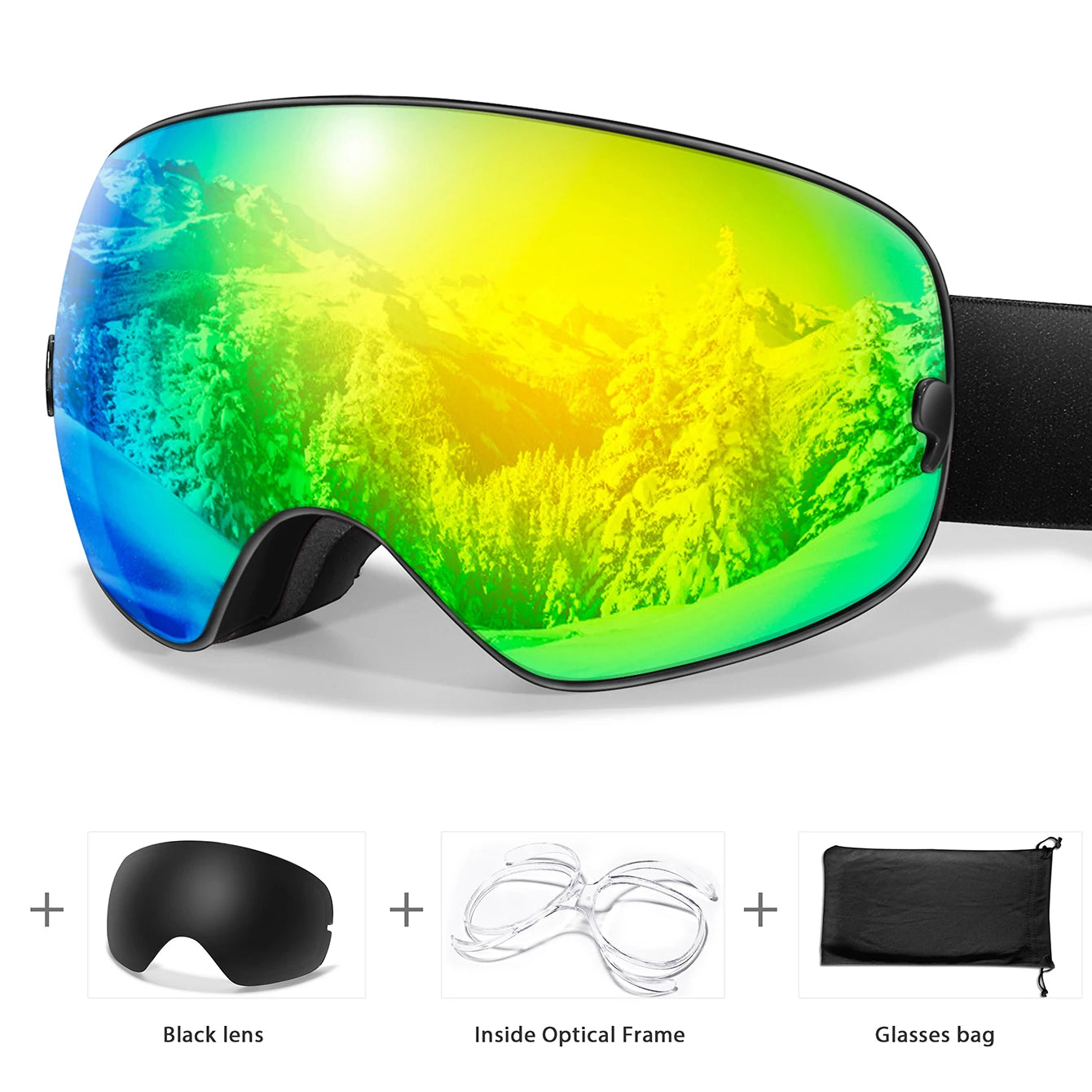 Men Women Outdoor Sports Ski goggles Anti-fog Snowboarding Snowmobile Glasses UV400 Charngeable Lens Teen Charistmas Cycling