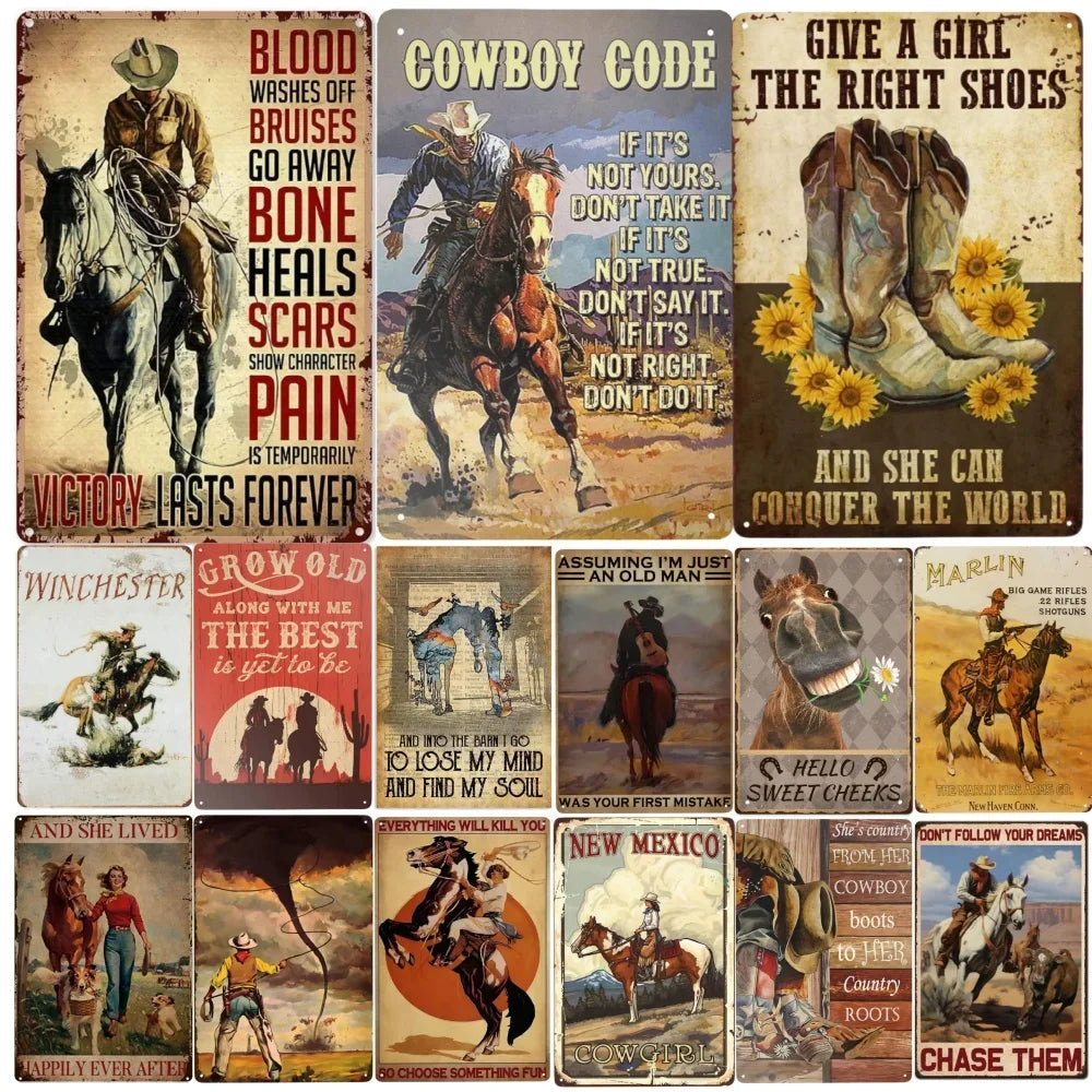 Cowboy Tin Signs House/Stables/Bar